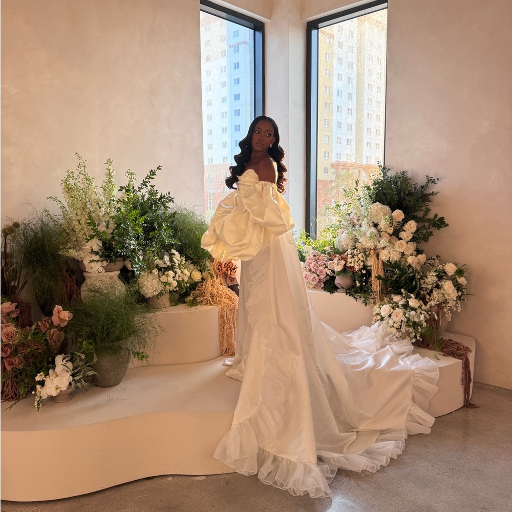 Elegant White Off-Shoulder Wedding Dress